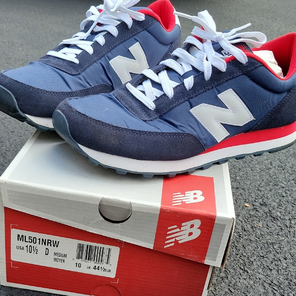 New Balance Navy, Red and White Retro Running Sneakers